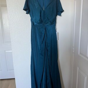 Teal Twist-Front Maxi Dress